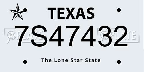 7S47432 Texas License Plate