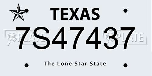 7S47437 Texas License Plate