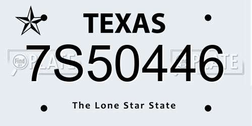 7S50446 Texas License Plate