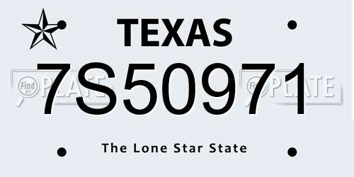 7S50971 Texas License Plate