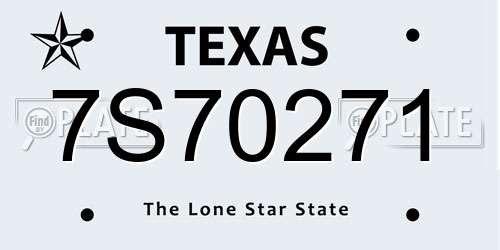 7S70271 Texas License Plate