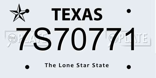 7S70771 Texas License Plate
