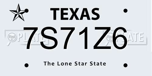 7S71Z6 Texas License Plate