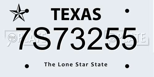 7S73255 Texas License Plate