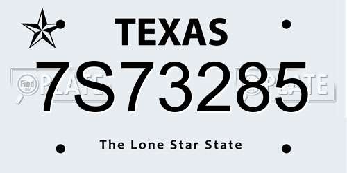 7S73285 Texas License Plate