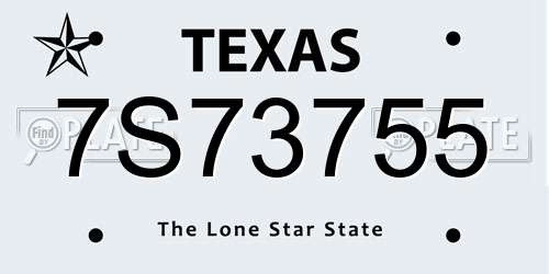 7S73755 Texas License Plate