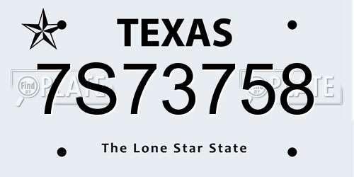 7S73758 Texas License Plate