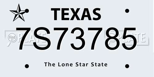 7S73785 Texas License Plate