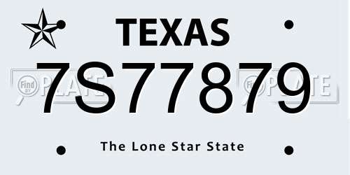7S77879 Texas License Plate