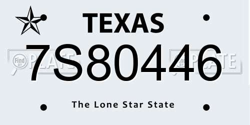 7S80446 Texas License Plate