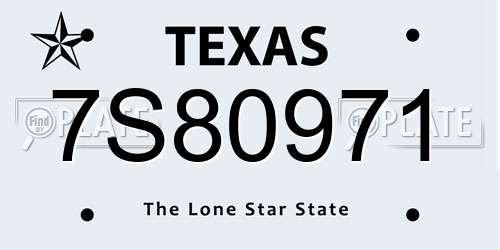 7S80971 Texas License Plate