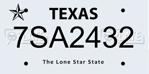 7SA2432 Texas License Plate