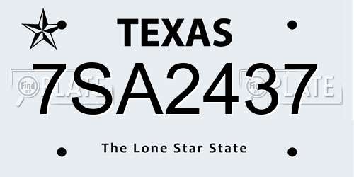7SA2437 Texas License Plate