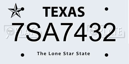 7SA7432 Texas License Plate