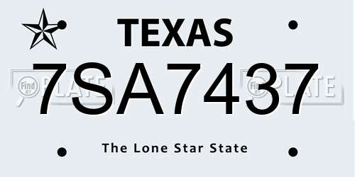 7SA7437 Texas License Plate