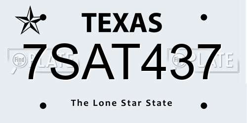 7SAT437 Texas License Plate