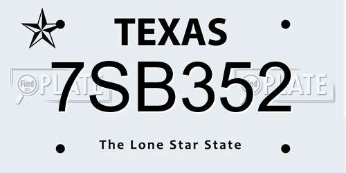 7SB352 Texas License Plate