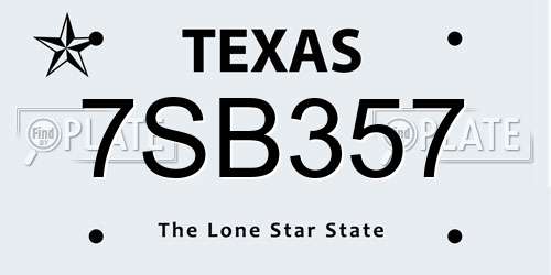 7SB357 Texas License Plate