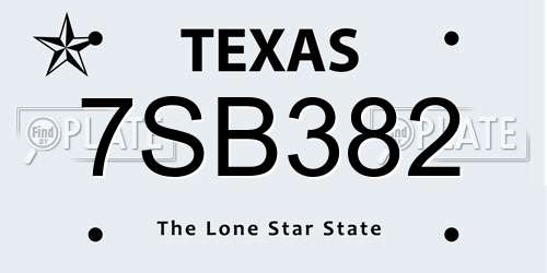 7SB382 Texas License Plate
