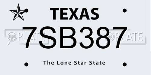 7SB387 Texas License Plate