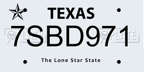 7SBD971 Texas License Plate
