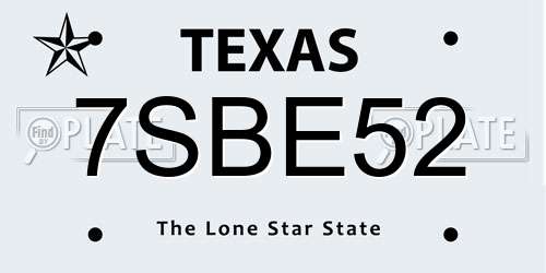 7SBE52 Texas License Plate