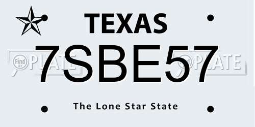 7SBE57 Texas License Plate