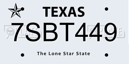 7SBT449 Texas License Plate