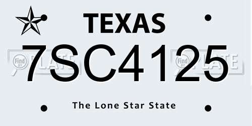 7SC4125 Texas License Plate
