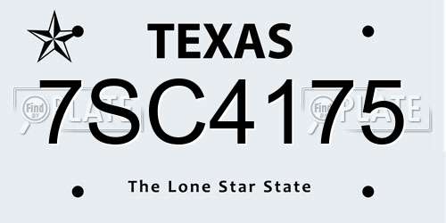 7SC4175 Texas License Plate