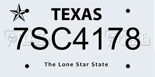 7SC4178 Texas License Plate