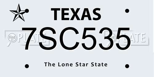 7SC535 Texas License Plate