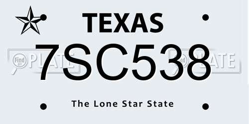 7SC538 Texas License Plate