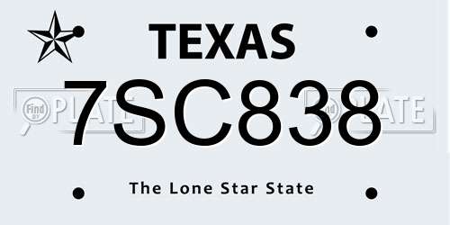 7SC838 Texas License Plate