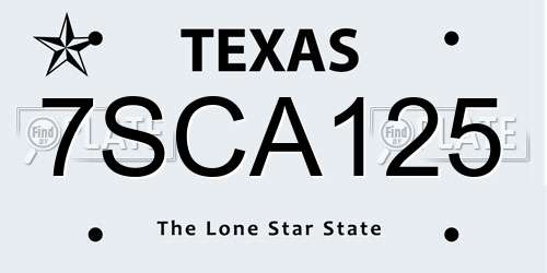 7SCA125 Texas License Plate