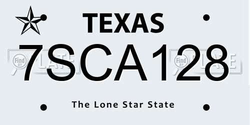 7SCA128 Texas License Plate
