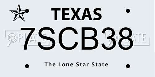 7SCB38 Texas License Plate