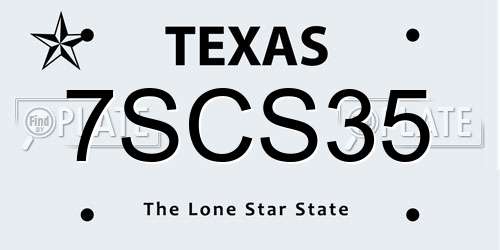 7SCS35 Texas License Plate