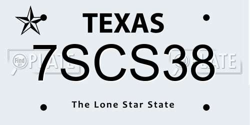 7SCS38 Texas License Plate