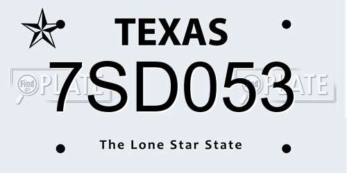 7SD053 Texas License Plate