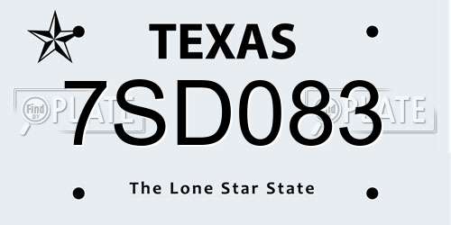 7SD083 Texas License Plate