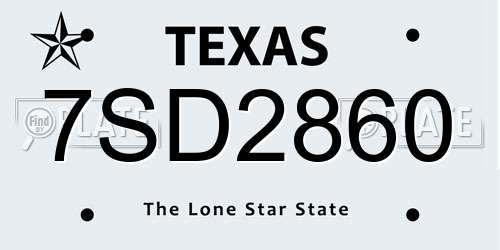 7SD2860 Texas License Plate