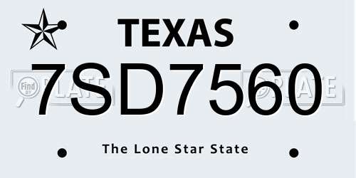 7SD7560 Texas License Plate