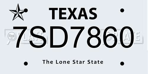 7SD7860 Texas License Plate