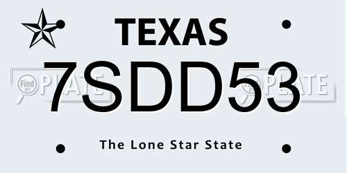 7SDD53 Texas License Plate