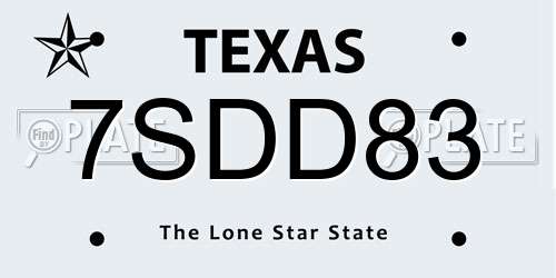7SDD83 Texas License Plate