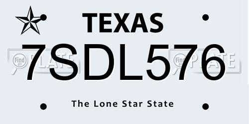 7SDL576 Texas License Plate