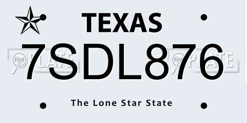 7SDL876 Texas License Plate