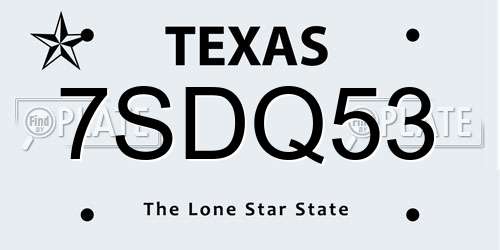 7SDQ53 Texas License Plate