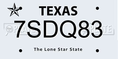 7SDQ83 Texas License Plate